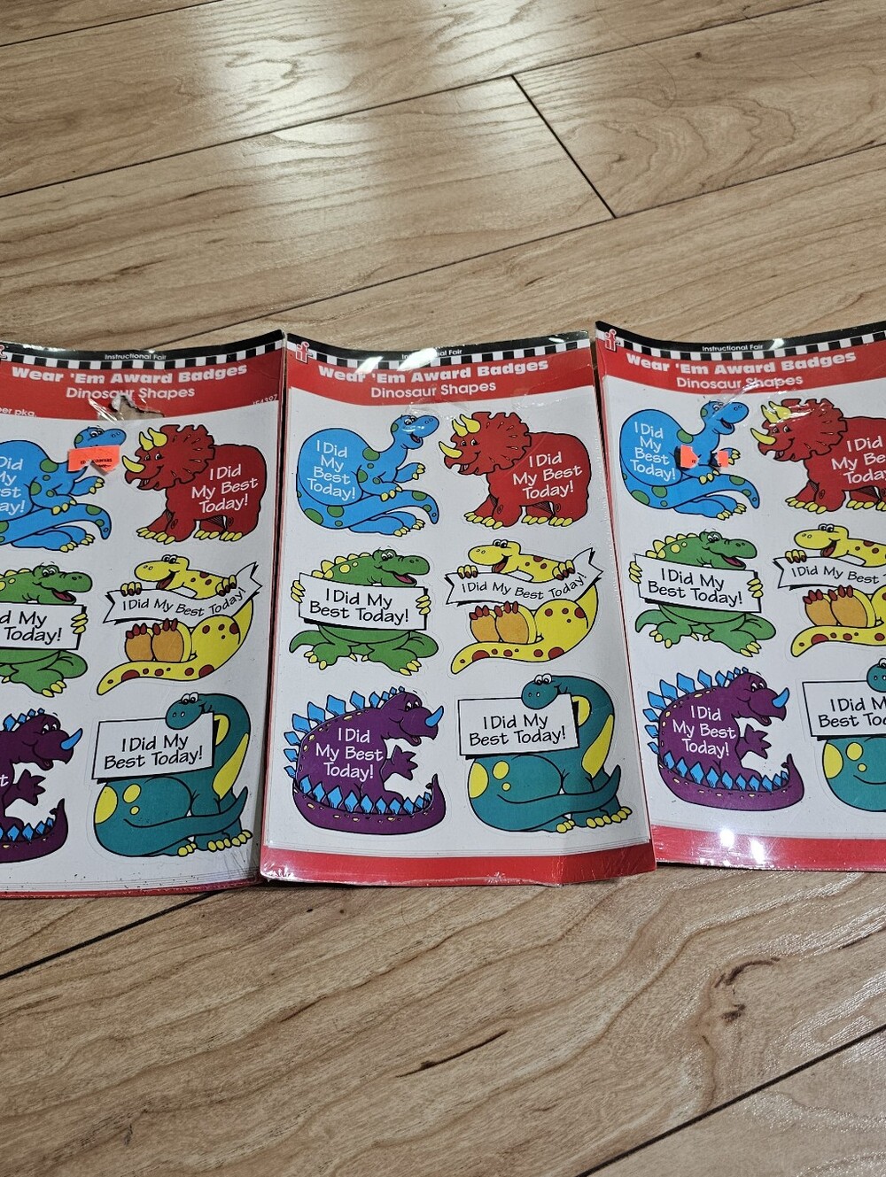 Vintage Dinosaur Teacher Sticker Lot 80s 90s School Reward Stickers Bundle / 3pk
